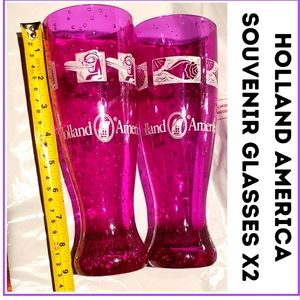🔥HOLLAND AMERICA SOUVENIR GLASSES X2 PLASTIC